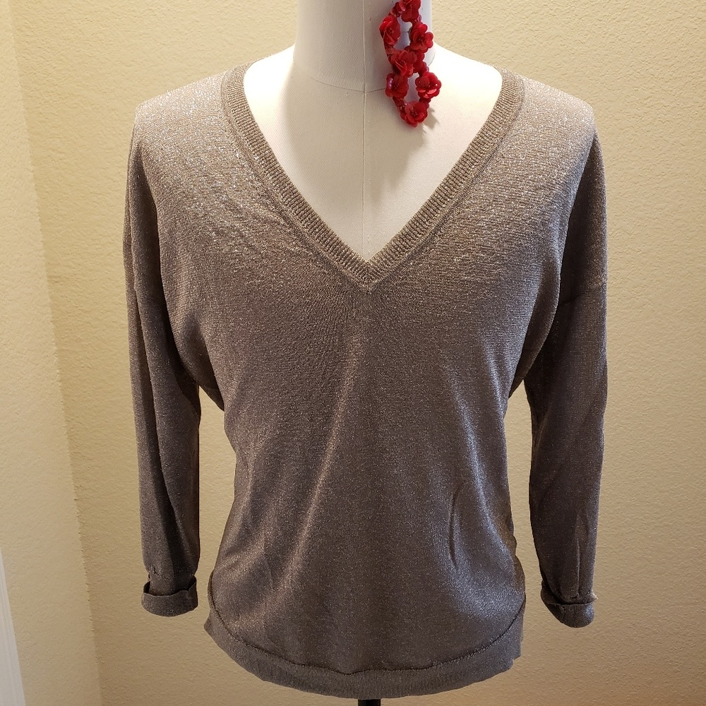 JCrew Sparkle V Neck Sweater in XL